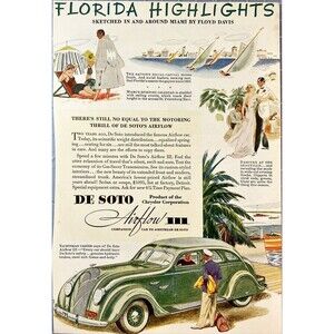 De Soto Airflow III "Every Car needs De Soto Safety " Florida Highlights Ad 1936